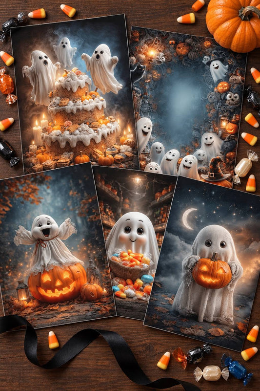 Spooky Ghost Halloween Scrapbook Paper – 30 Sheets | FISSARE Crafts