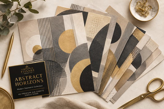 FISSARE Crafts Abstract Horizons Craft Paper — 40 Premium Sheets