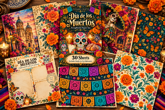 Día de los Muertos – 30 Sheet Mixed-Size Scrapbook Paper & Ephemera Set
