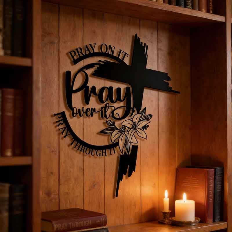 Handcrafted "Pray On It" Epoxy Resin Cross Wall Hanging – Inspirational Home Decor