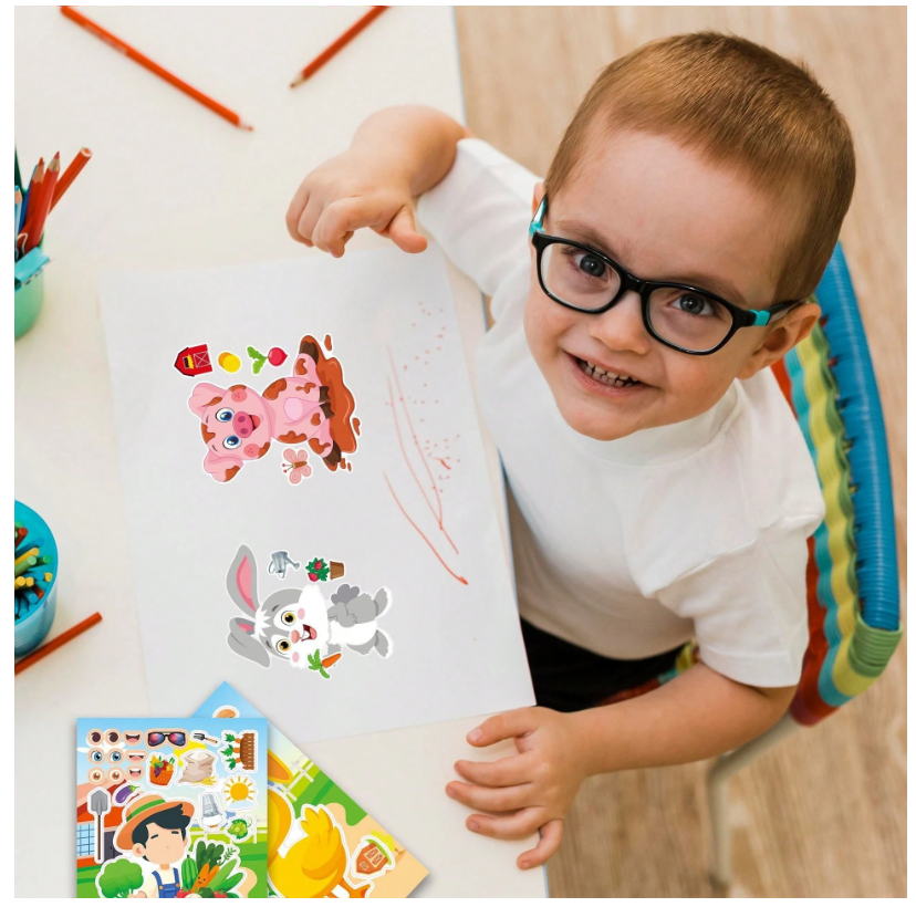 Fun Farm Friends: Make-A-Face Sticker Scenes - Creative Play for Kids