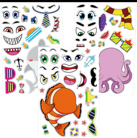 Assorted Make-a-Face Mix and Match Stickers for Goodie Bag fillers and Party Favors.