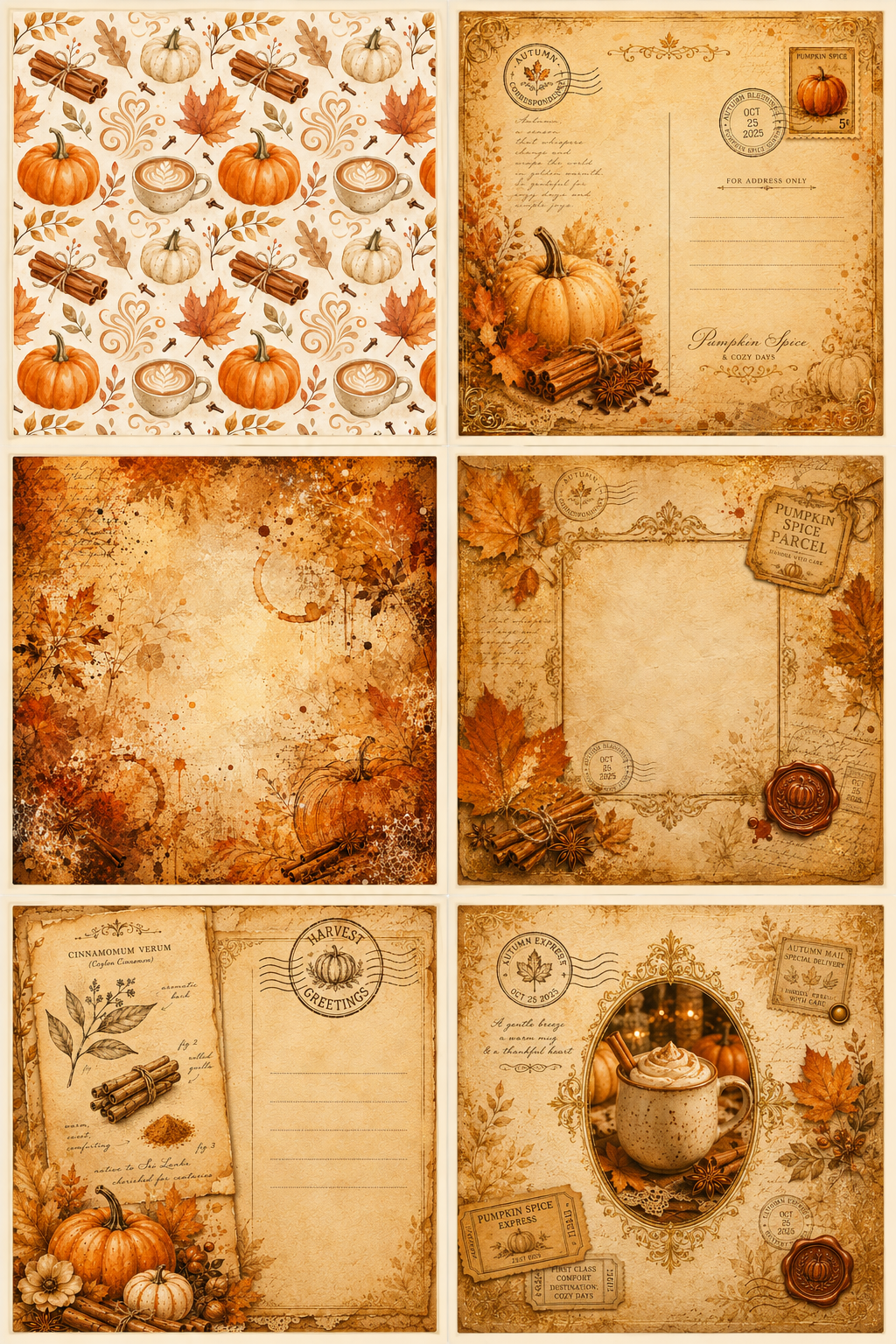 Pumpkin Spice Collection — 30‑Sheet Scrapbook & Journaling Set