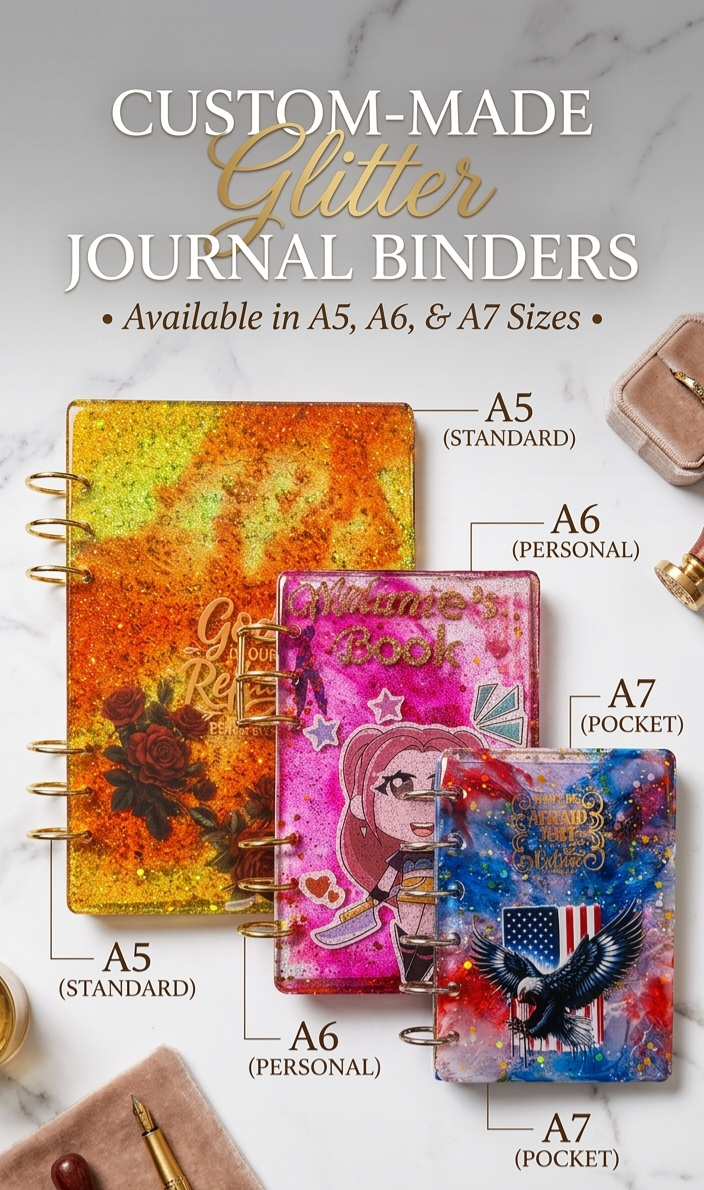 Personalized Custom Resin 3 Ring Binder Journal