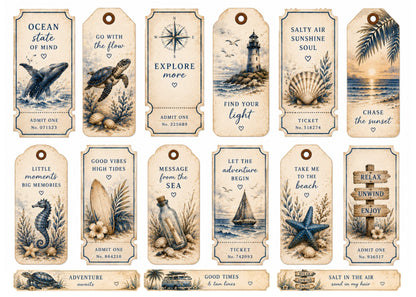 Fissare Crafts Beachfront Memories Scrapbook Paper Pack - 25 Beachfront & Coastal Themed Sheets