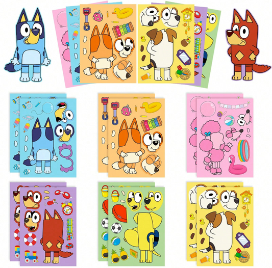 24 Sheet Make-a- Face Stickers Featuring Bluey