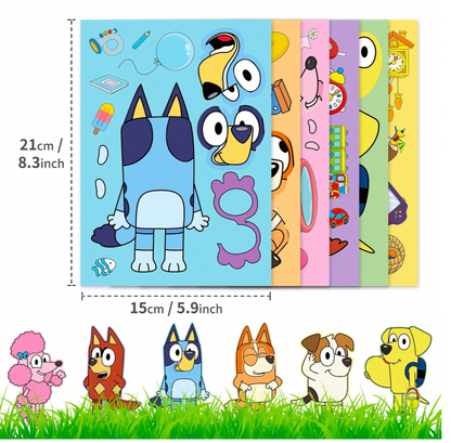 24 Sheet Make-a- Face Stickers Featuring Bluey