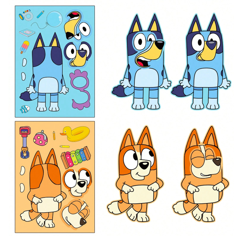 24 Sheet Make-a- Face Stickers Featuring Bluey