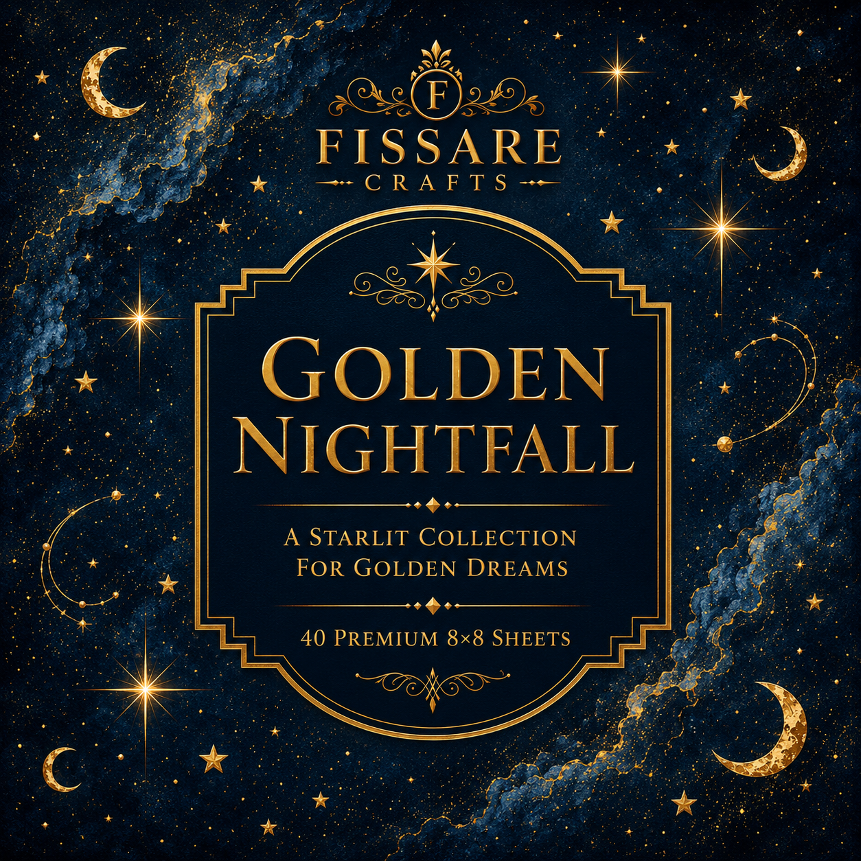 FISSARE Crafts Golden Nightfall Crafts Paper — 40 Premium Sheets