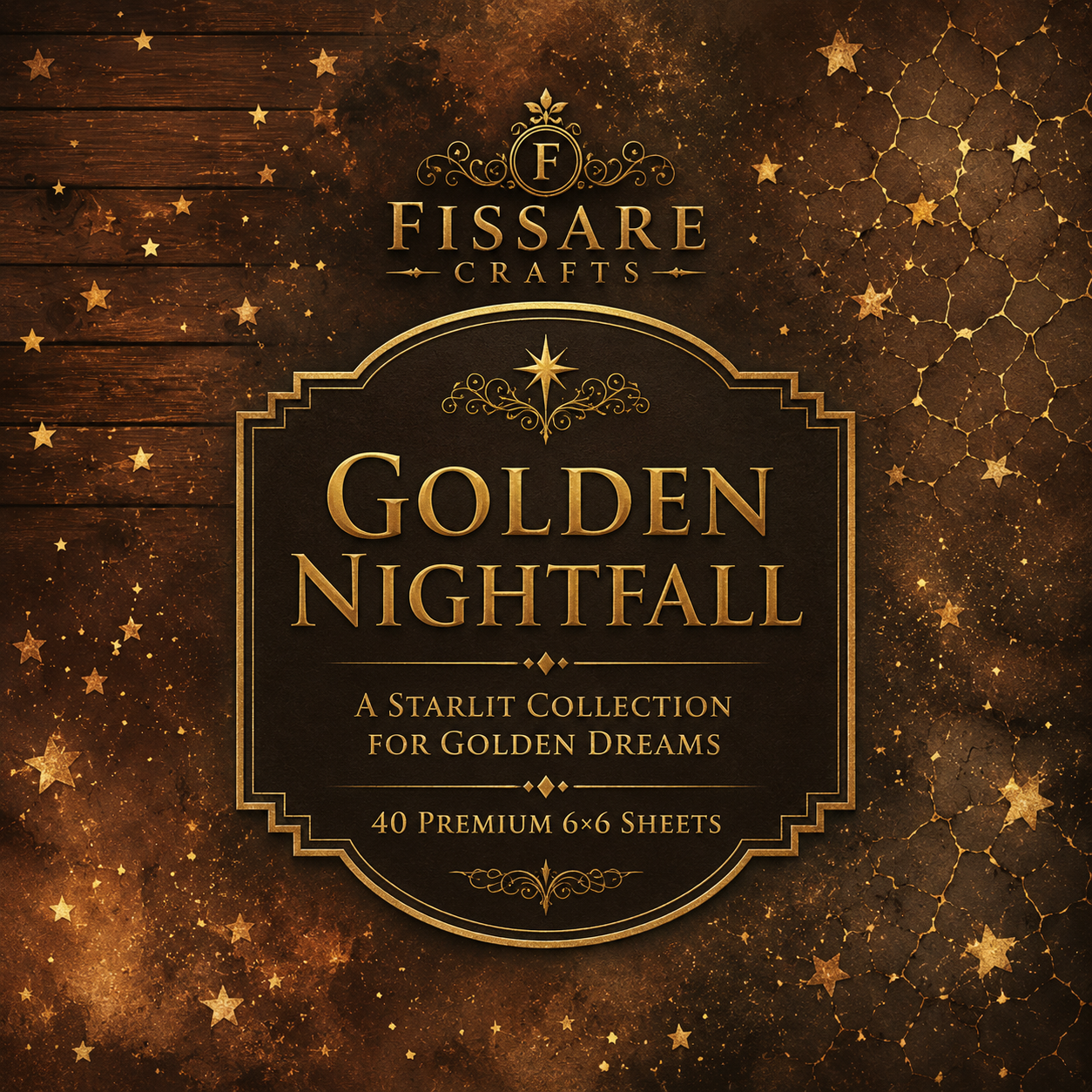 FISSARE Crafts Golden Nightfall Crafts Paper — 40 Premium Sheets