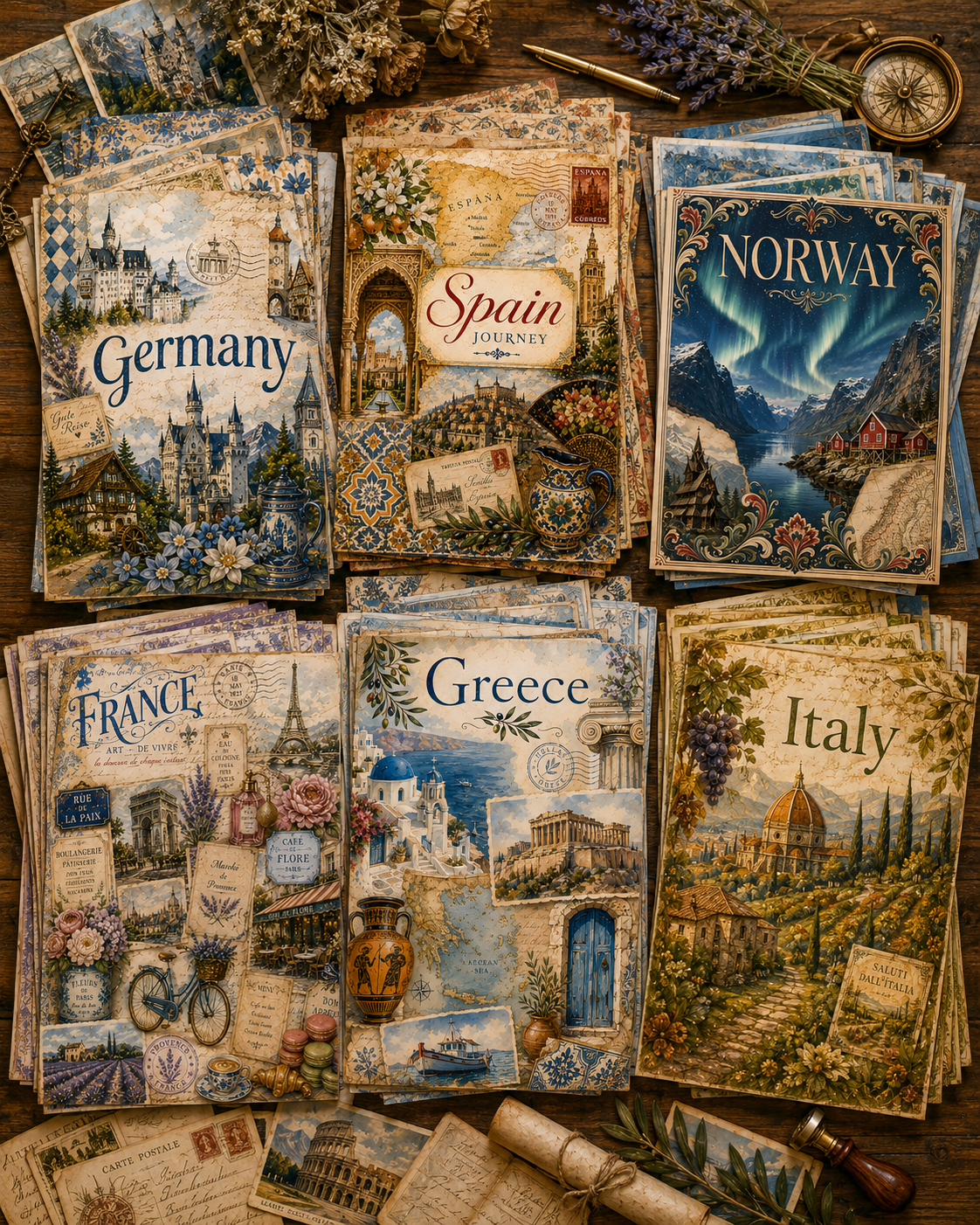 Grand European Tour Scrapbook Paper Collection – 50 Sheets, 8.5×11