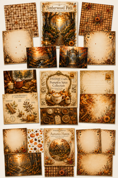 Fall Scrapbook & Junk Journal Paper Bundle | FISSARE Crafts