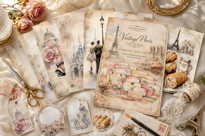 Tour of Europe Scrapbook Bundle – Daydreams of Tuscany + Vintage Paris (45 Premium 8.5×11 Pages + Coordinated Ephemera, Physical Pack)