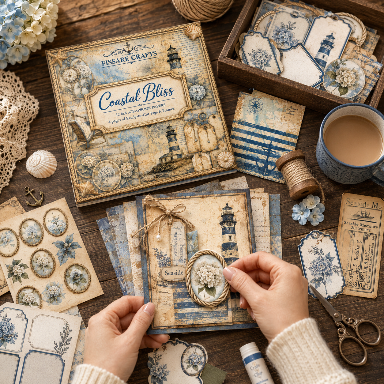 Coastal Bliss Scrapbook Paper Set – Beach & Nautical Decorative Sheets for Journaling, Scrapbooking, Card Making & Paper Crafts