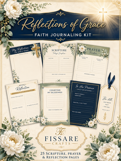 Reflections of Grace Faith Journaling Kit – 25 Scripture, Prayer & Reflection Pages 8.5x11