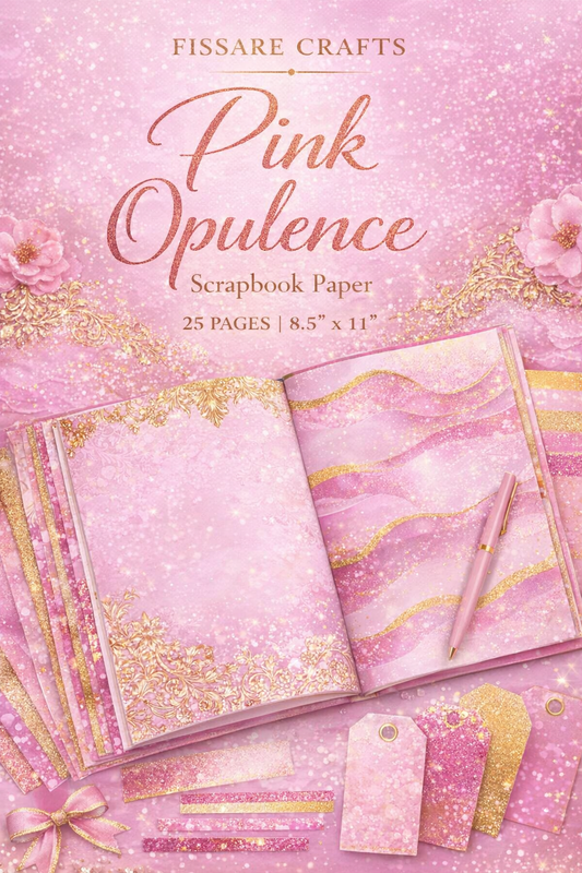 Pink & Gold Marble Scrapbook Paper Set – Luxury Floral Decorative Sheets for Journaling, Scrapbooking, Card Making & Paper Crafts