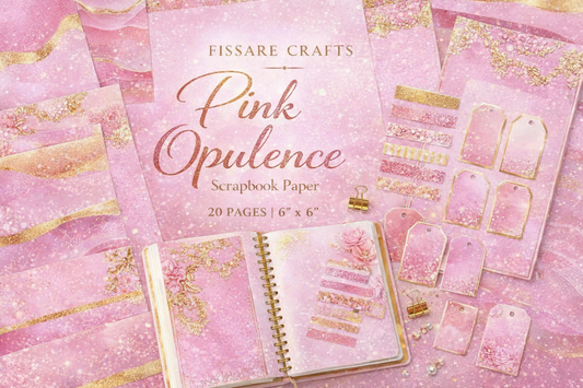 20-Sheet 6x6 Pink and Gold Marble Scrapbooking Kit, Luxury Floral & Filigree Journaling Paper, 6x6 Decorative Craft Paper for DIY Project