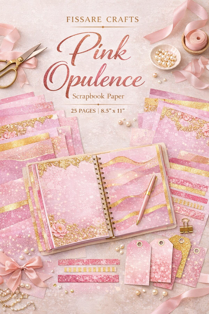 Pink & Blue Scrapbook Paper Bundle – Antique Azure and Pink Opulence Decorative Paper Sets for Journaling, Scrapbooking & Paper Crafts