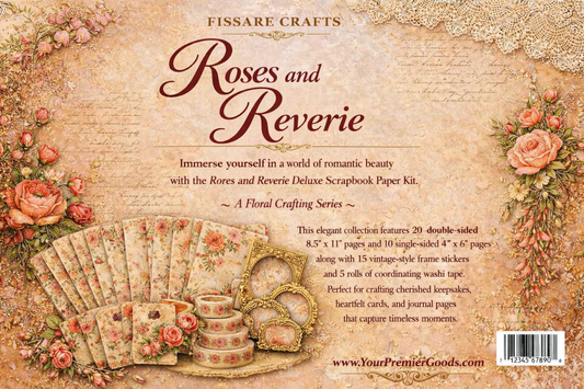 Roses and Reverie Double-Sided Scrapbook Paper Kit – Romantic Rose Decorative Pages with Ephemera for Journaling, Scrapbooking & Paper Crafts