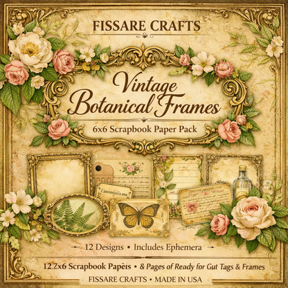 20 Page Vintage Botanical Scrapbook Paper Set – Floral Frame Decorative Sheets for Journaling, Scrapbooking, Card Making & Paper Crafts