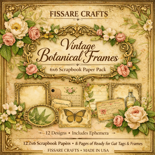 20 Page 6x6 Vintage Botanical Scrapbook Paper Set – Floral Frame Decorative Sheets for Journaling, Scrapbooking, Card Making & Paper Crafts
