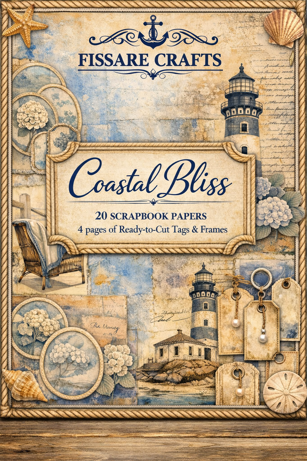 Coastal Bliss Scrapbook Paper Set – Beach & Nautical Decorative Sheets for Journaling, Scrapbooking, Card Making & Paper Crafts
