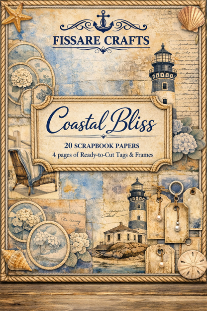 Coastal Bliss Scrapbook Paper Set – Beach & Nautical Decorative Sheets for Journaling, Scrapbooking, Card Making & Paper Crafts