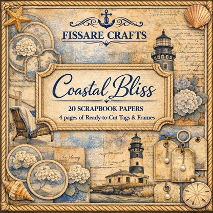 Coastal Bliss Scrapbook Paper Set – Beach & Nautical Decorative Sheets for Journaling, Scrapbooking, Card Making & Paper Crafts