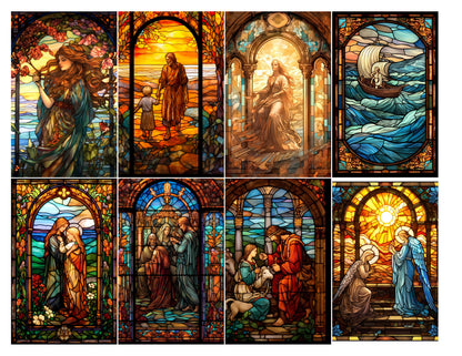 The Sanctum Lumina Series Scrapbook Paper Set by FISSARE CRAFTS – Stained Glass Faith-Inspired Journaling Papers, 20 Sheets, Premium 175 GSM Cardstock
