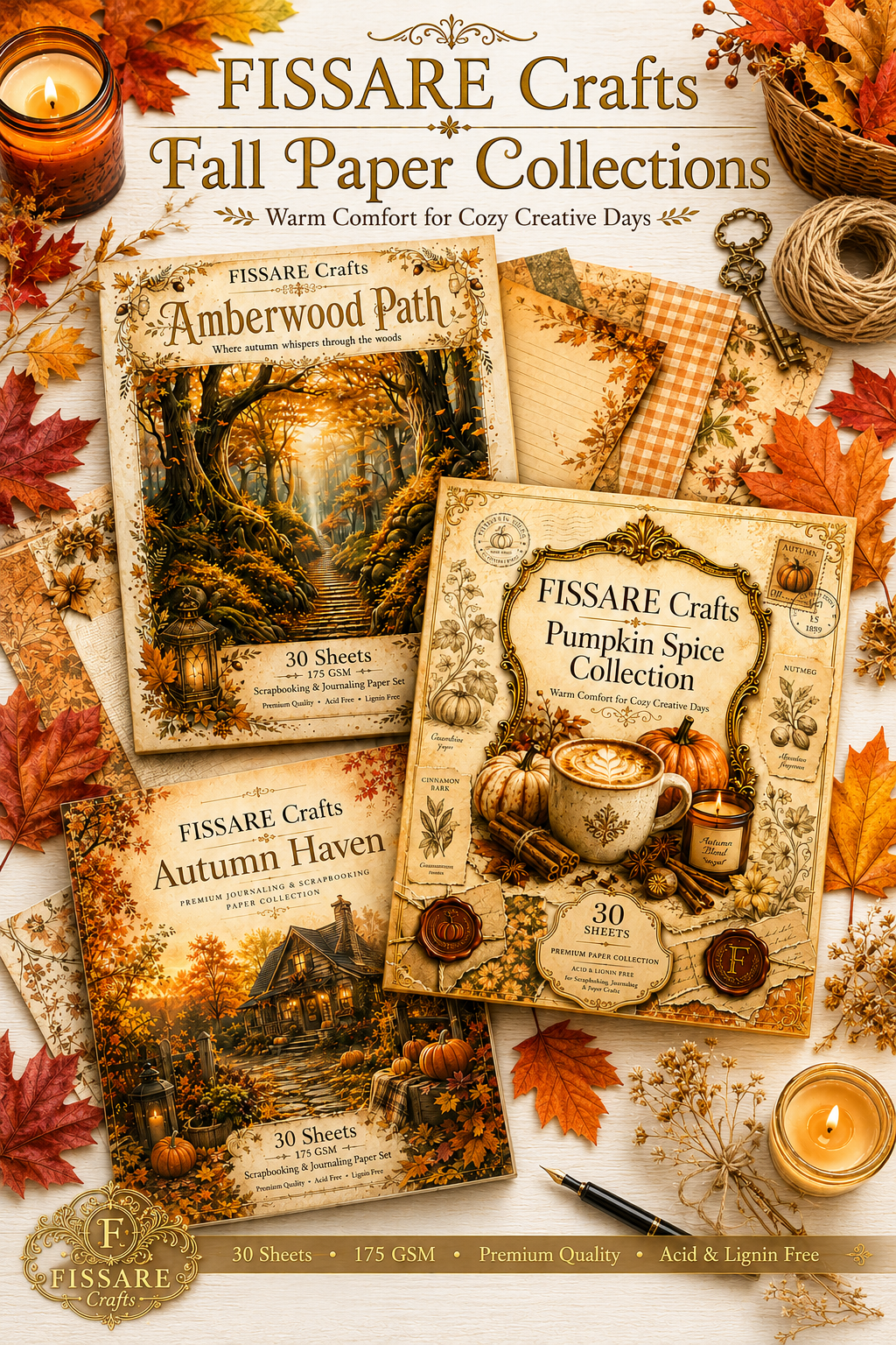 Fall Scrapbook & Junk Journal Paper Bundle | FISSARE Crafts