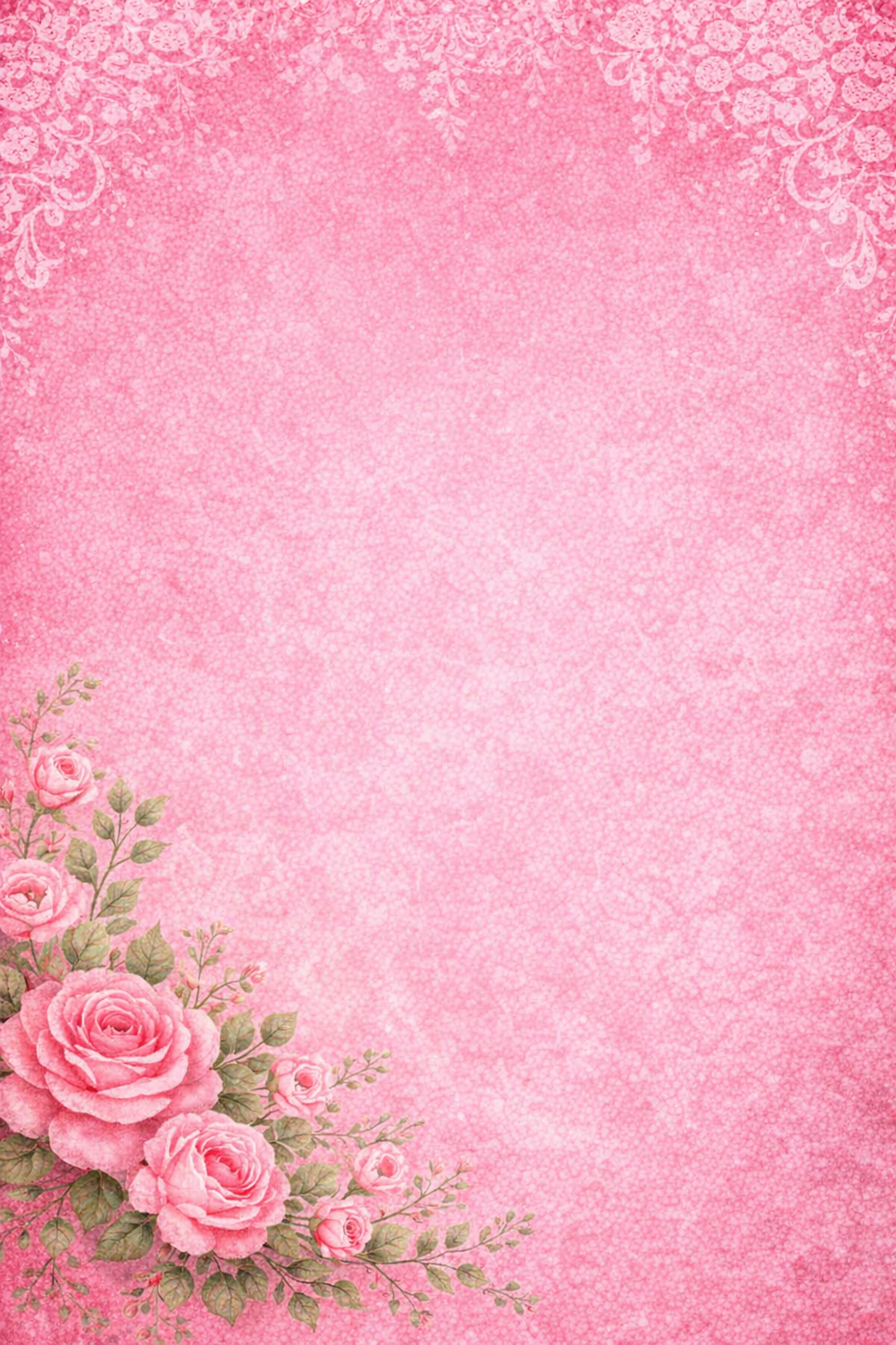 Pink floral design with roses on a textured pink background