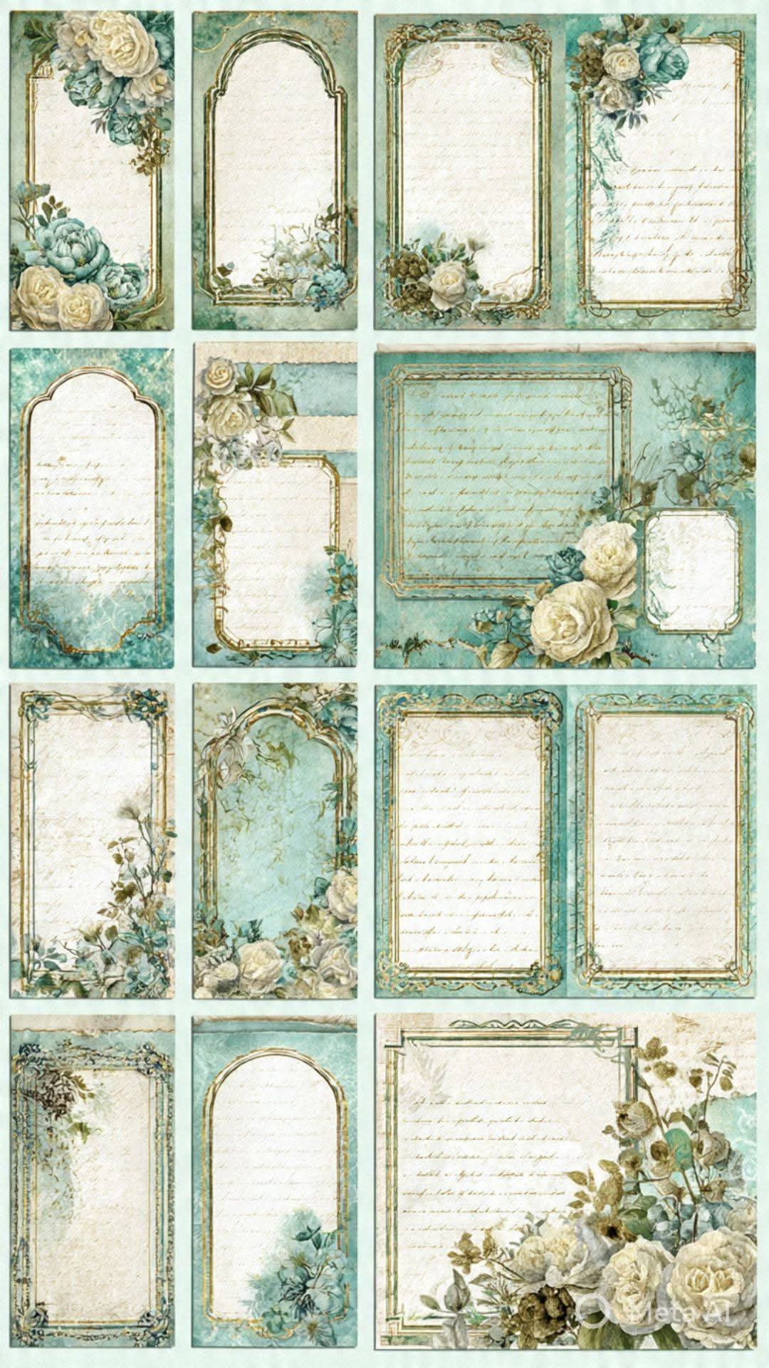 Scripted Garden Scrapbook Paper Set – Vintage Floral & Handwritten Script Decorative Sheets for Journaling, Scrapbooking & Paper Crafts