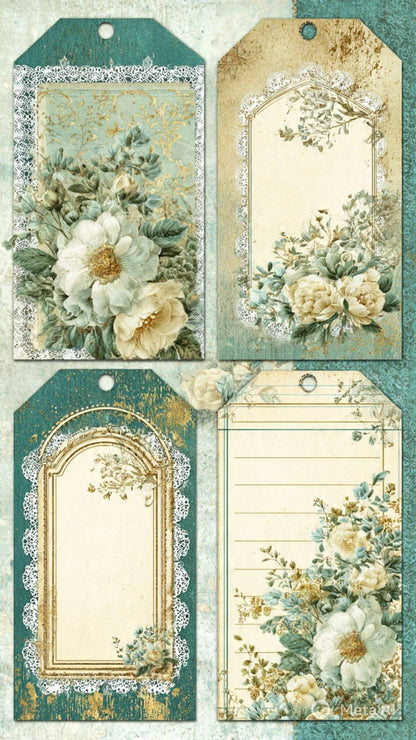 Scripted Garden Scrapbook Paper Set – Vintage Floral & Handwritten Script Decorative Sheets for Journaling, Scrapbooking & Paper Crafts
