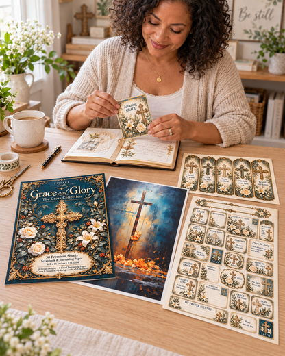 Grace and Glory Christian Cross Scrapbook & Journaling Paper – 30 Sheets