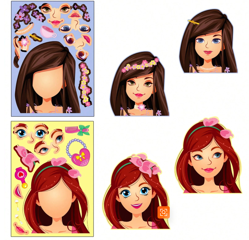 Princess Make-a-Face Sticker Pack (6 Sheets)