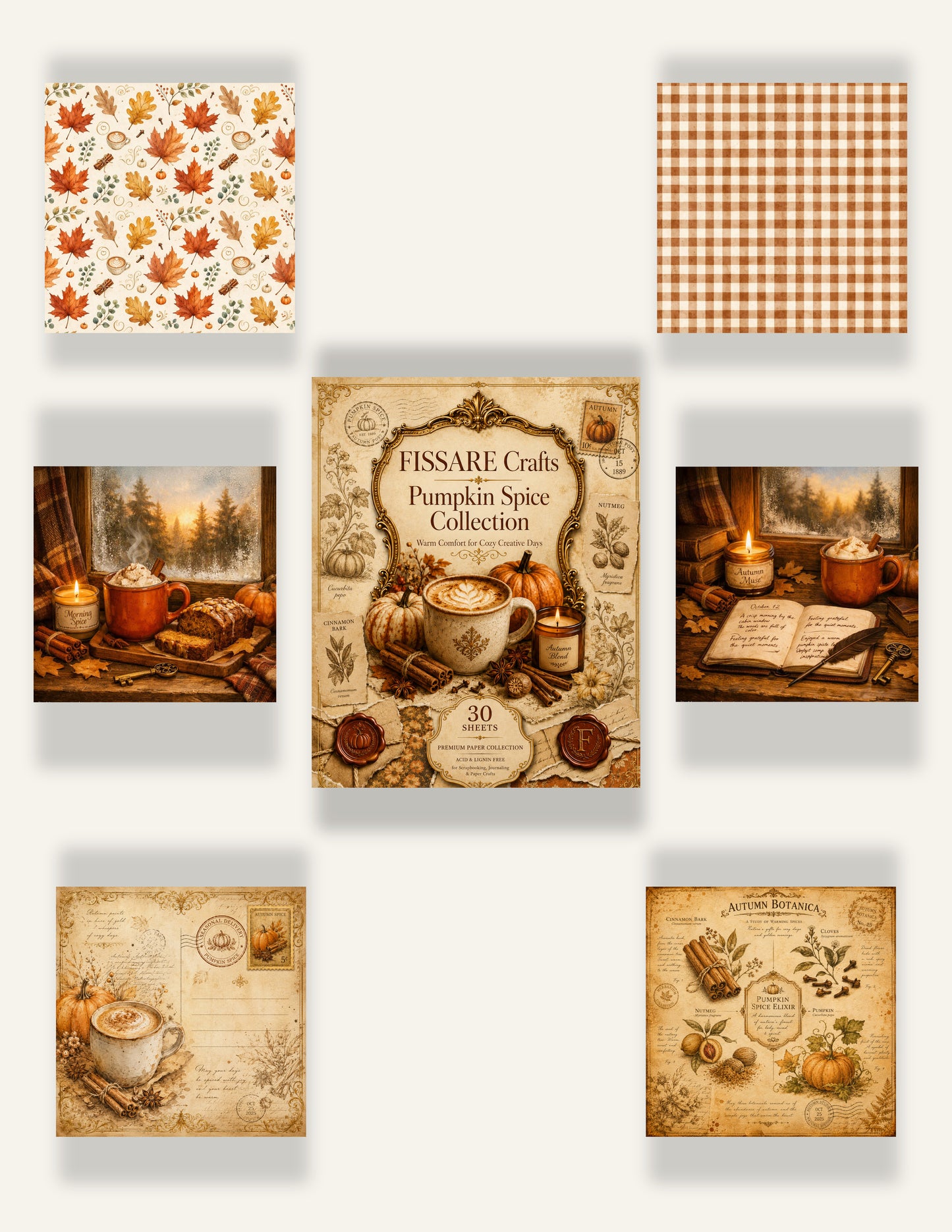 Fall Scrapbook & Junk Journal Paper Bundle | FISSARE Crafts