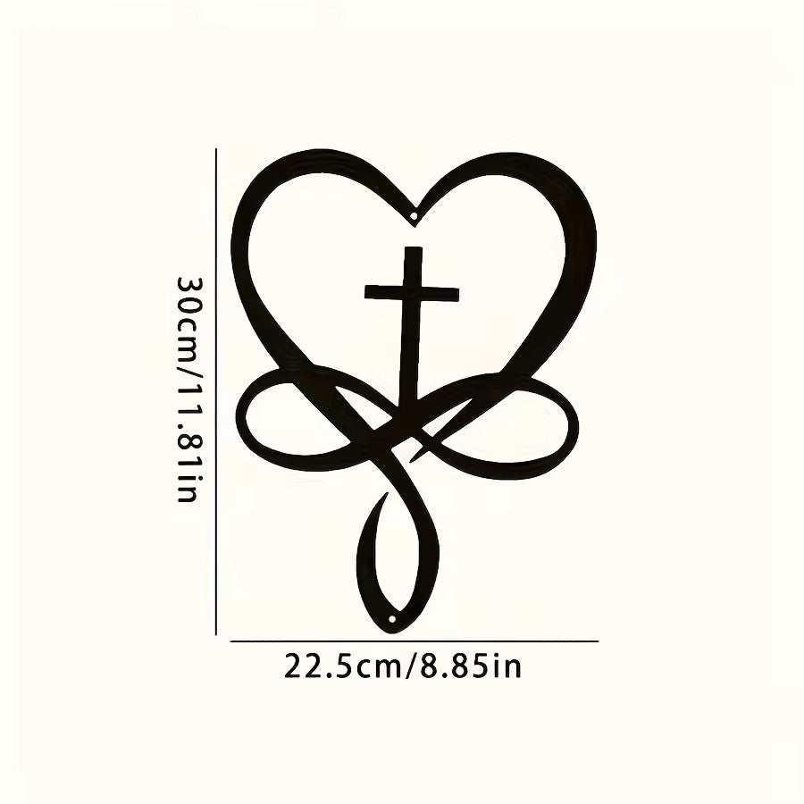 Handcrafted Infinity Faith Resin Wall Art – Heart & Cross Home Decor