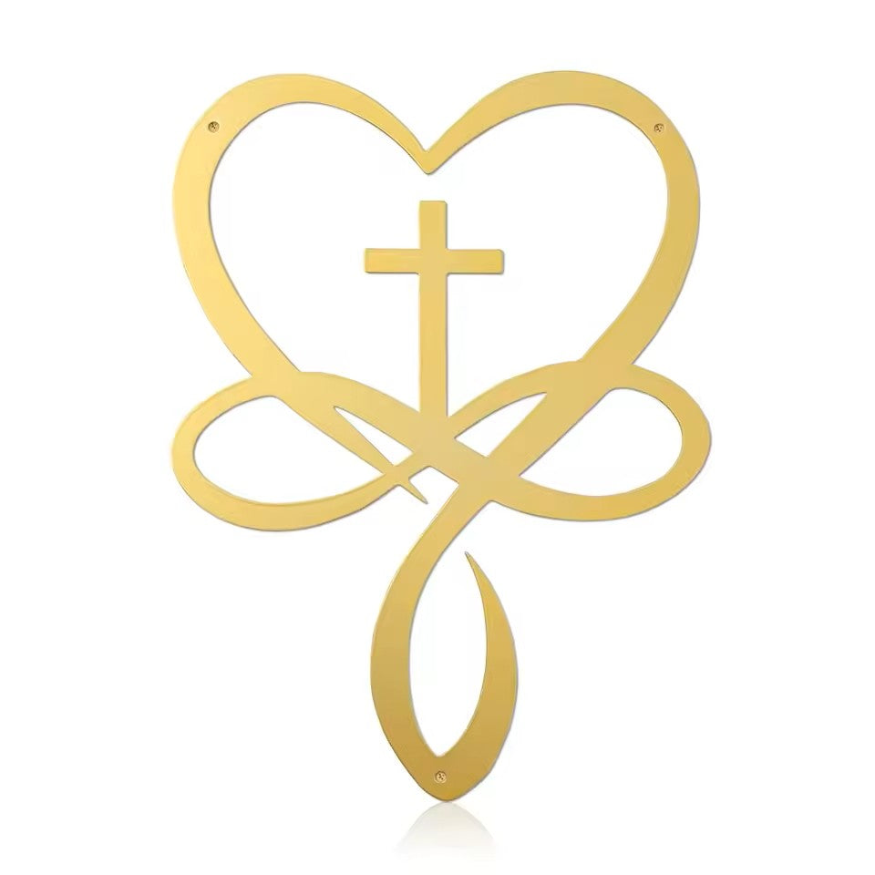 Handcrafted Infinity Faith Resin Wall Art – Heart & Cross Home Decor