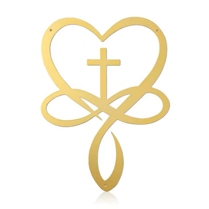 Handcrafted Infinity Faith Resin Wall Art – Heart & Cross Home Decor