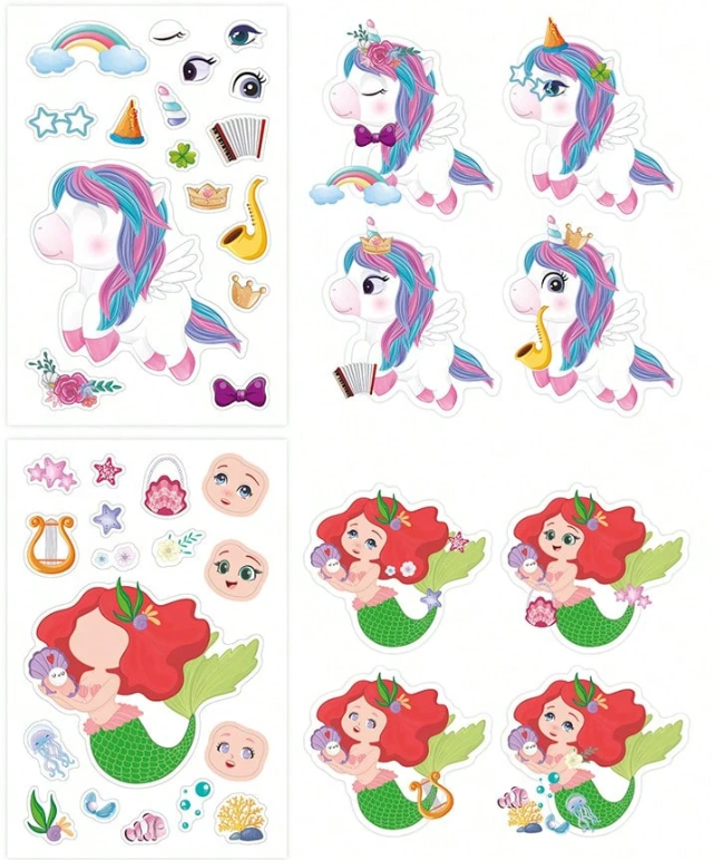 Assorted Make-a-Face Mix and Match Stickers  for Goodie Bag fillers and Party Favors.