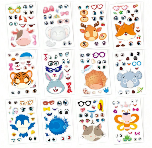 Assorted Make-a-Face Mix and Match Stickers  for Goodie Bag fillers and Party Favors.