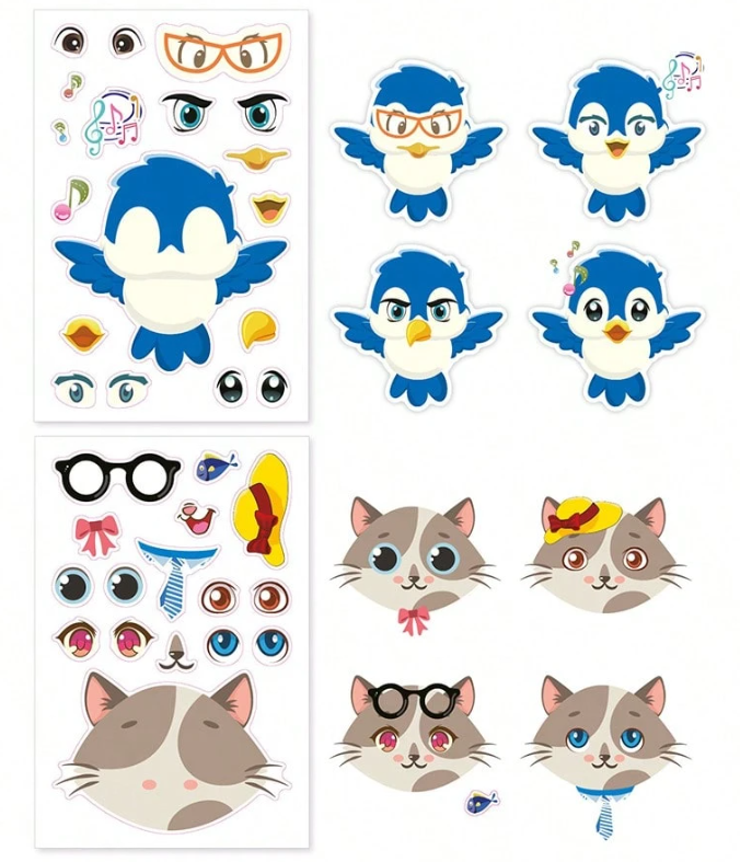 Assorted Make-a-Face Mix and Match Stickers  for Goodie Bag fillers and Party Favors.