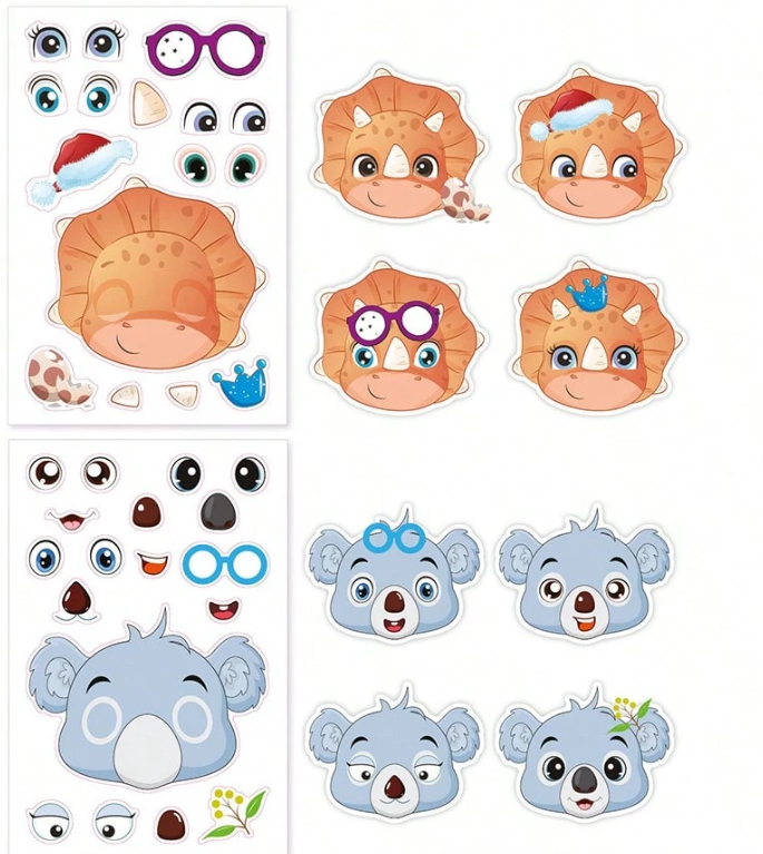 Assorted Make-a-Face Mix and Match Stickers  for Goodie Bag fillers and Party Favors.
