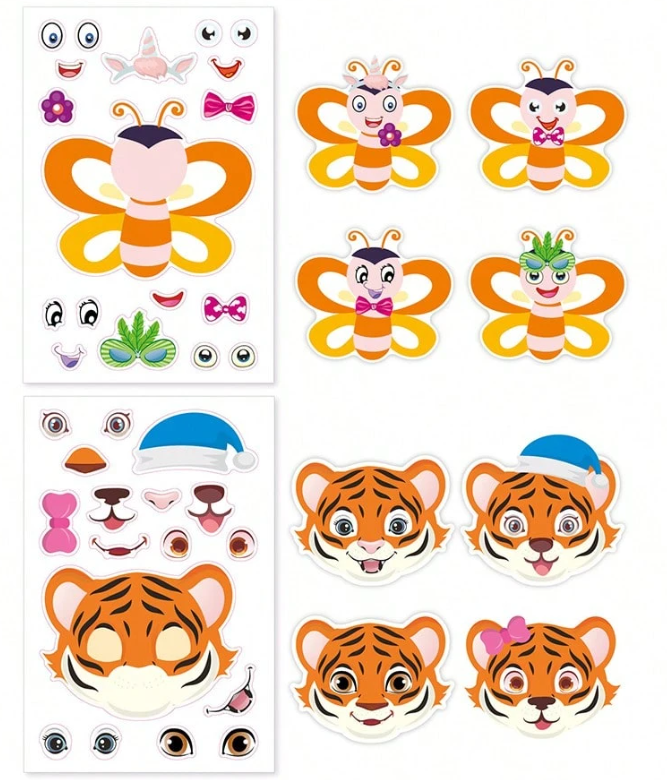 Assorted Make-a-Face Mix and Match Stickers  for Goodie Bag fillers and Party Favors.