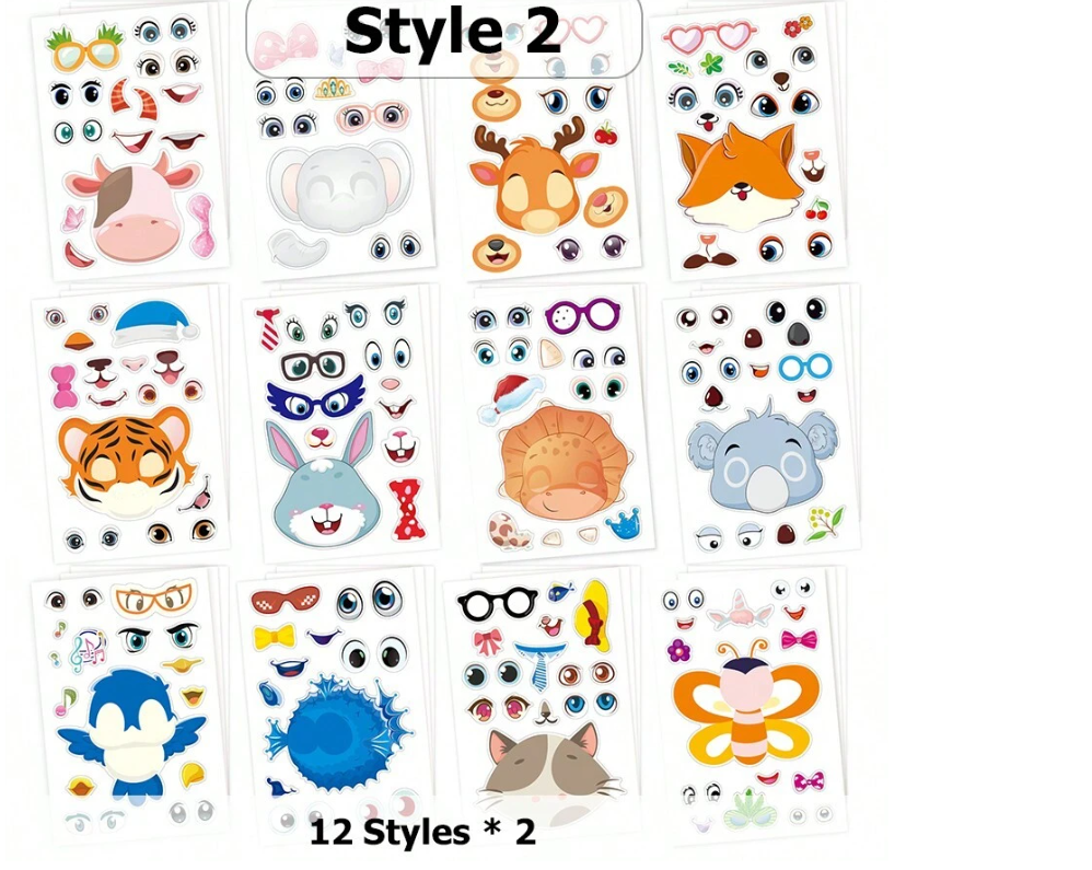 Assorted Make-a-Face Mix and Match Stickers  for Goodie Bag fillers and Party Favors.