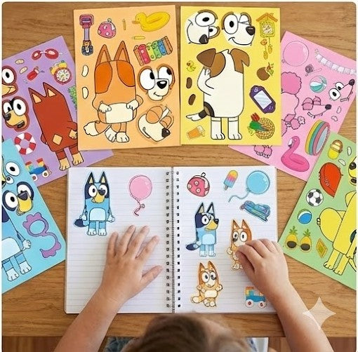 24 Sheet Make-a- Face Stickers Featuring Bluey