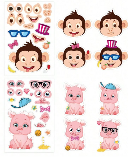 Assorted Make-a-Face Mix and Match Stickers  for Goodie Bag fillers and Party Favors.