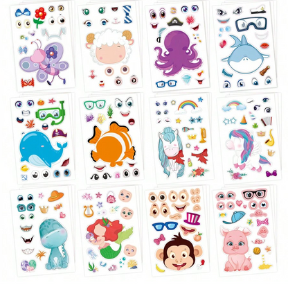 Assorted Make-a-Face Mix and Match Stickers  for Goodie Bag fillers and Party Favors.
