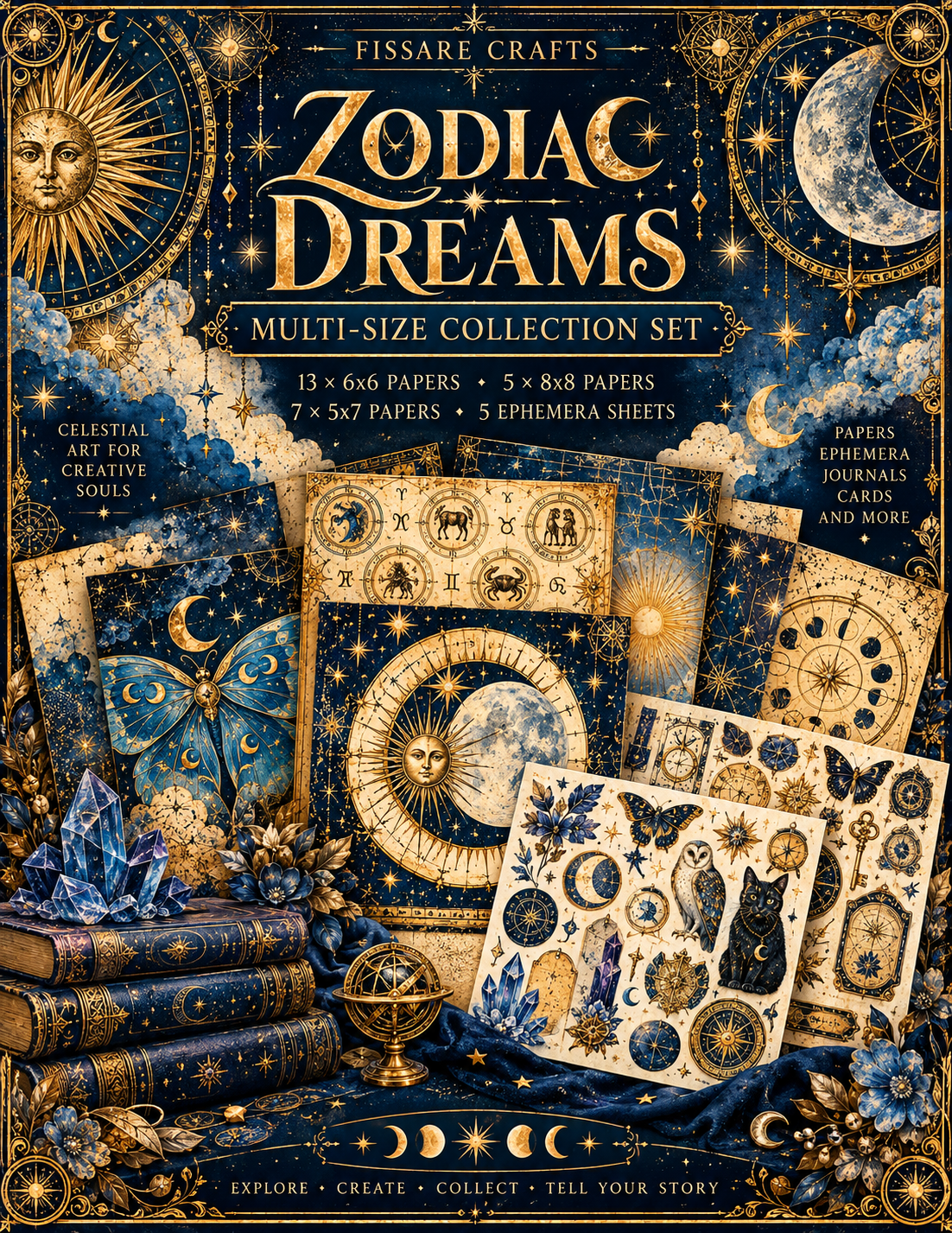 FISSARE Crafts Zodiac Dreams Multi-size Collection Set 30 sheet cover