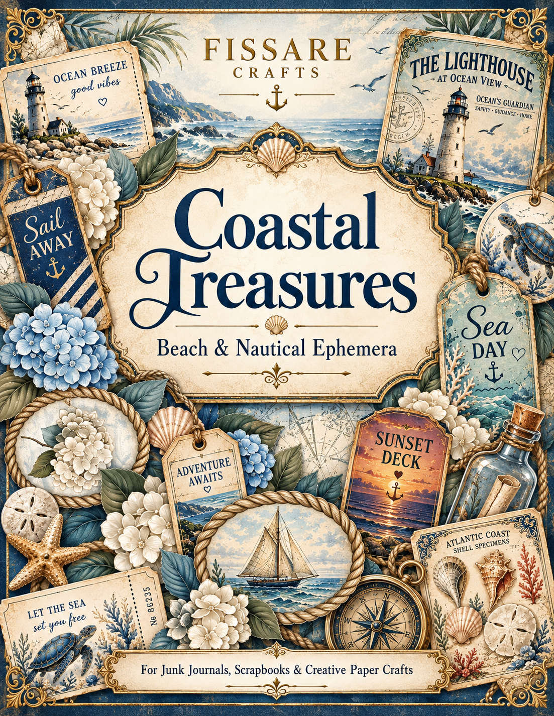 FISSARE Crafts Coastal Treasures Beach and Nautical Ephemera cover